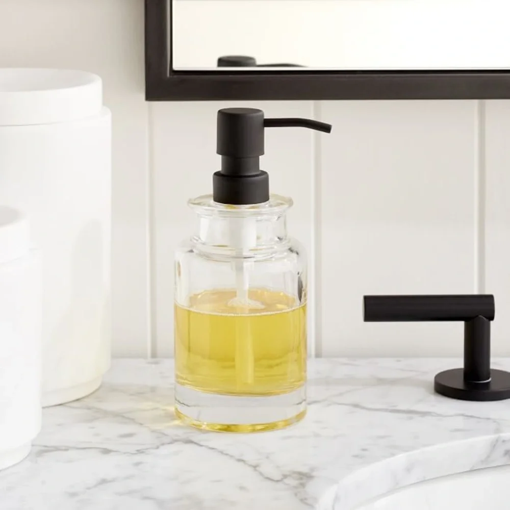 West Elm Black and Clear Soap Dispenser